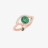 Tear evil eye ring with emeralds and diamonds