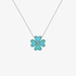 Turquoise flower necklace with diamond outline
