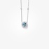 White gold square aquamarine pendant with diamonds