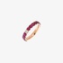 Pink gold ruby band ring with diamonds