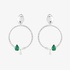 White gold round earrings with poire diamonds and emeralds