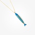 Glam sardine  pendant with blue enamel
