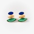 Fashionable silver earrings with lapis stone and malachite