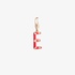 Fashionable 18K gold "E" pendant with red enamel and diamonds