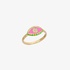 Gold evil eye ring with pink enamel