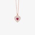 Pink gold big heart pendant with diamonds and a ruby heart