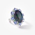 Big opal ring with sapphires and tsavorite