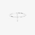 Fashionable white gold thin cross ring with baguette diamonds