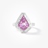 White gold pink sapphire kite ring with diamonds