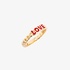 Gold "love" ring with red enamel