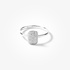 White gold square ring with pave diamonds