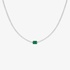 Diamond tennis necklace with an emerald center
