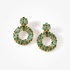 Silver semi precious gold plated earrings with green stones