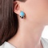 Art deco plug earrings with turquoise and zircon