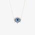Gold evil eye pendant with diamonds and turquoise