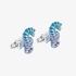 Silver cufflinks with blue seahorse