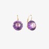 Gold round earrings with amethyst