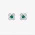 Diamond flower earrings with emerald centre