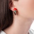 Art deco coral plug earrings with diamonds