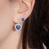 White gold sapphire heart shaped earrings with diamonds
