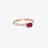 Pink gold solitaire ruby ring with diamonds