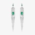 White gold geometric emerald earrings with thin chain fringes