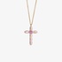 gold cross with pink enamel and sapphire