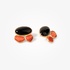 Fashionable silver earrings with onyx and coral