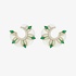 Stunning flower side hoops with mother of pearl and emeralds
