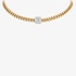 Gold chain necklace with a square centre of baguette diamonds