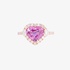 Pink sapphire heart shaped ring with diamonds