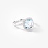 White gold square aquamarine ring with diamonds