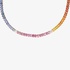 Fashionable tennis necklace with colorful sapphires