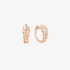 Small pink gold chain hoops with diamonds