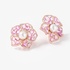 Pink gold flower earrings with pearls and pink sapphires