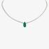 White gold tennis necklace with a central pear cut emerald