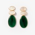 Fashionable silver earrings with green onyx and mother of pearl