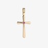 gold cross with a ruby and diamond details