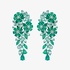 Impressive long flower earrings with diamonds and emeralds