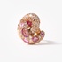 Pink gold knotted ring with pave diamonds and pink sapphires