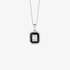 Black enamel square pendant with baguette diamonds