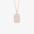 Pink gold rectangular pendant with baguette diamonds