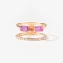 Two line modern ring with pink sapphires