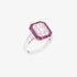 White gold square ruby ring with diamonds