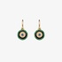 Marianna Lemos round earrings with black enamel and green stones