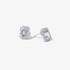 White gold rectangular aquamarine studs with diamonds