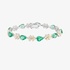 White gold thin bracelet with emeralds and yellow diamond flowers