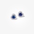 White gold heart shaped studs with sapphires