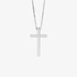 White gold cross with matte detail and chain