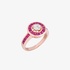 Ροζ χρυσό στρογγυλό δαχτυλίδι με ρουμπίνια και διαμάντια